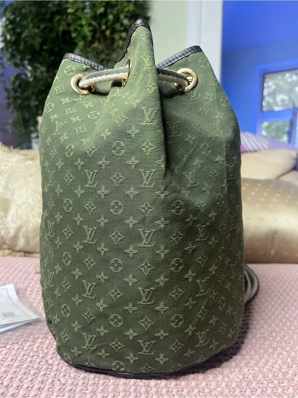 Louis Vuitton Green Khaki Monogram Mini Lin Betsy Backpack - Very Good W/ COA